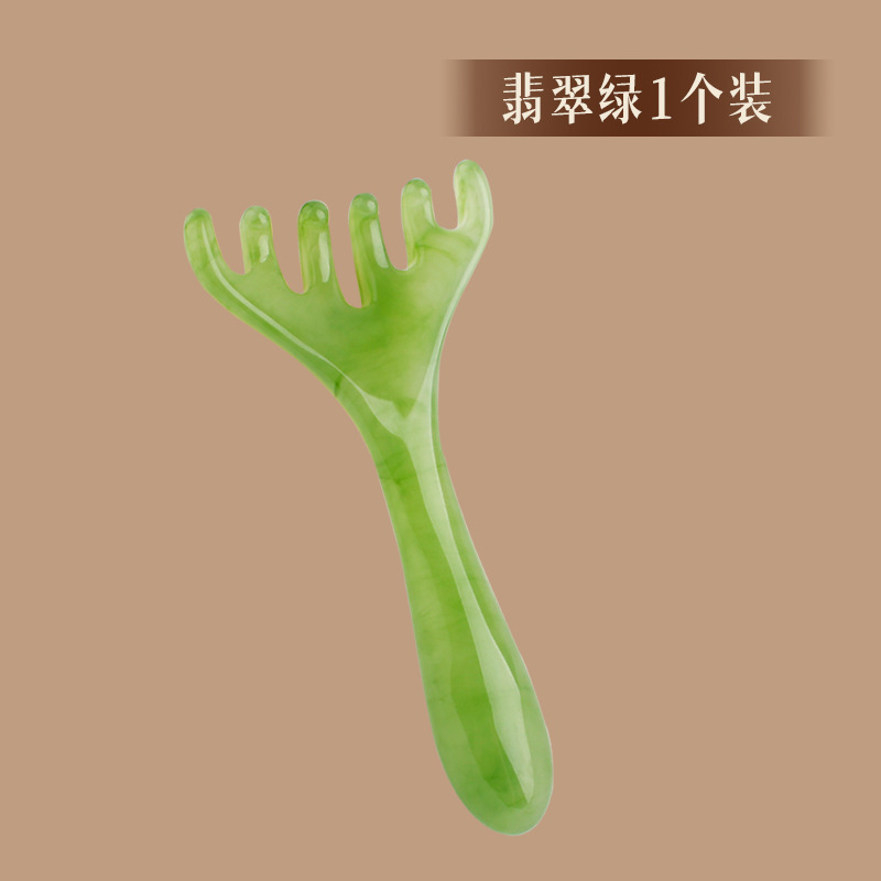 Peine para masaje de cabeza de sándalo, herramienta de terapia capilar, masaje del cuero cabelludo, punto de rascado de cabeza de cinco garras, peine meridiano de asta para rascar la cabeza