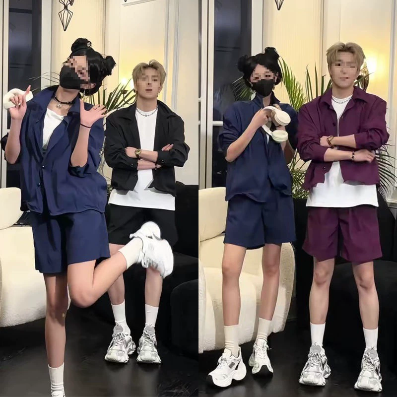 Повседневный спортивный костюм, мужской простой однотонный солнцезащитный топ-поло с длинными рукавами, модные универсальные прямые брюки, комплект из двух предметов