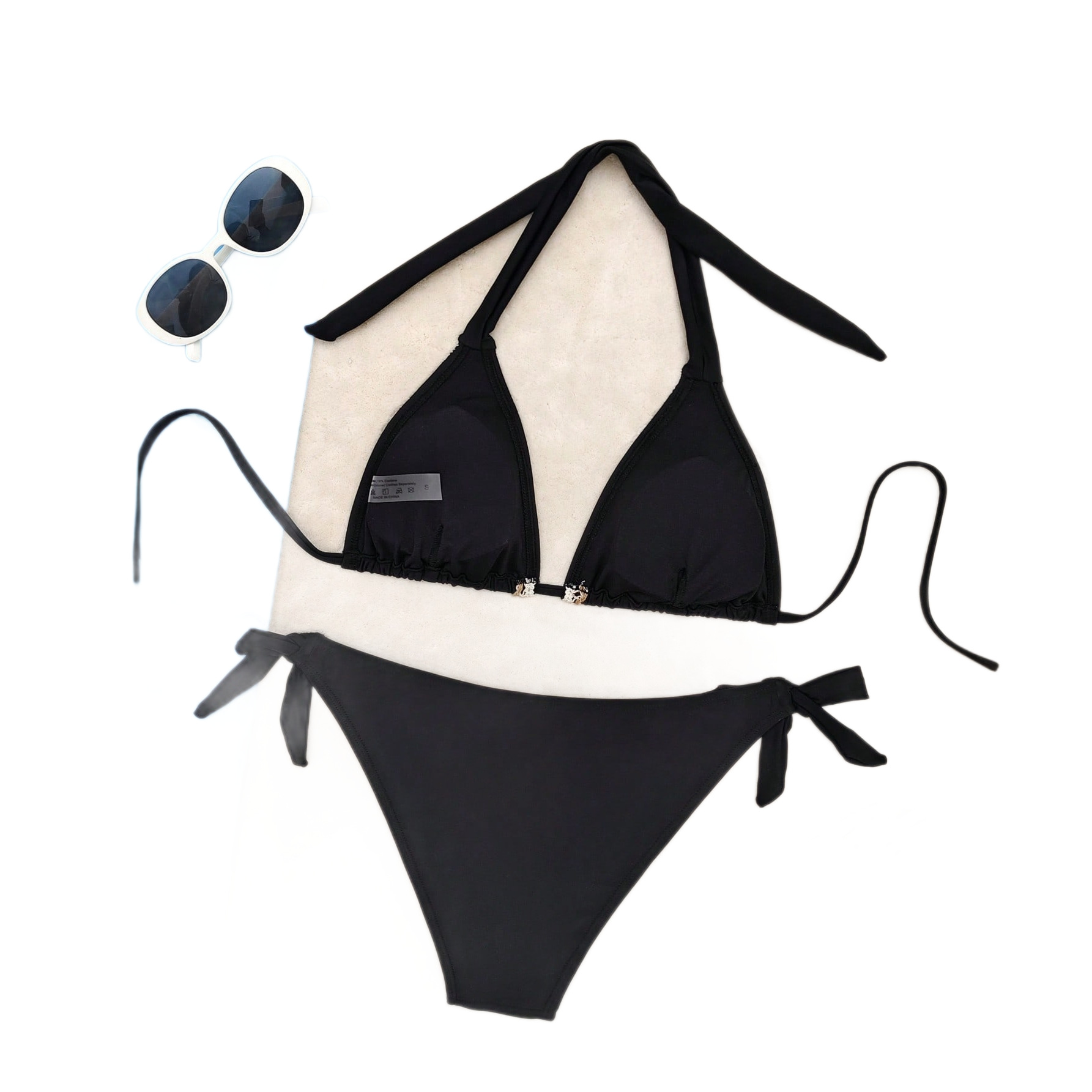Women's Solid Color Lace Bikini Sexy Three-Point Beach Swimsuit European American Style Summer Vacation Polyester Swimwear_voghion.com