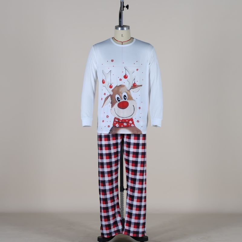 Fashion Plaid Deer Polyacrylonitrile Fiber Patchwork Pants Sets Family Matching Outfits display picture 4