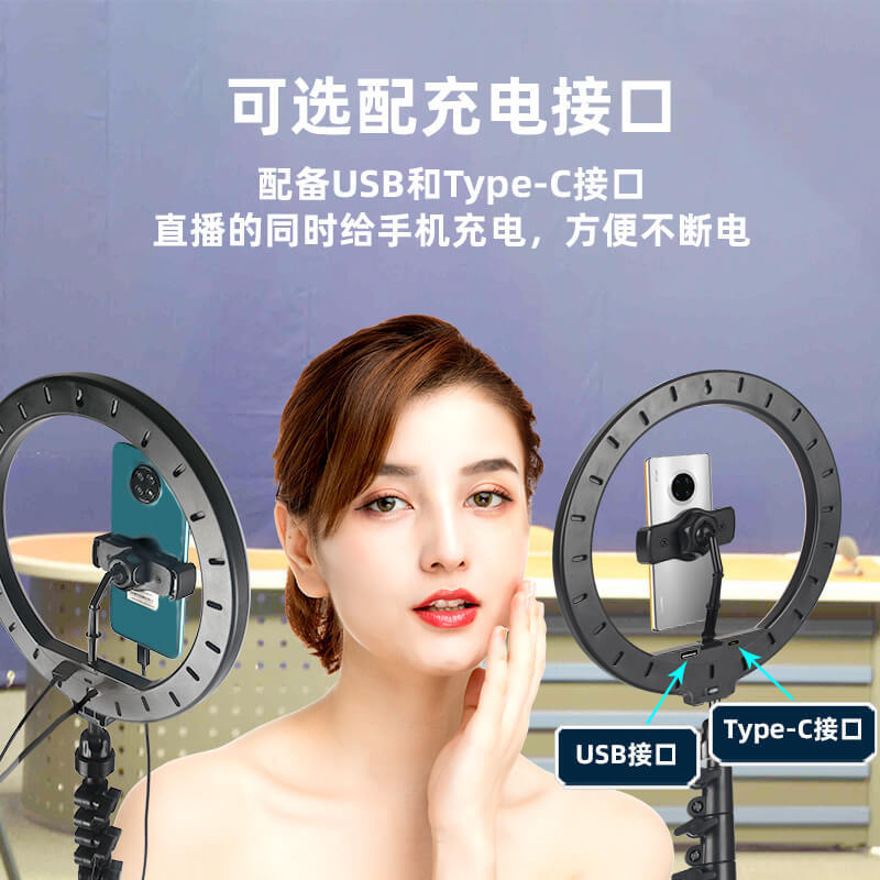 JIY拍摄伸缩落地支架 户外直播美颜灯10寸RGB补光灯便携直播套装