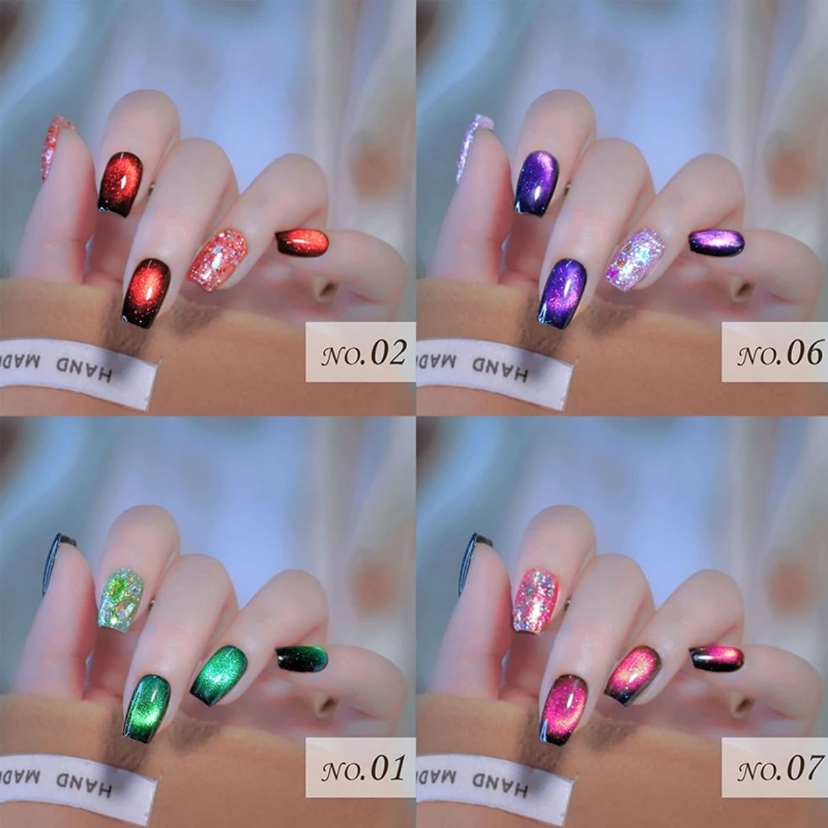 Kit de Esmalte Gel Ojo de Gato 12D Efecto Aurora para Manicura