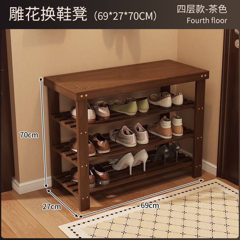 Zapatero integrado con banco para cambiar zapatos para uso doméstico en la entrada del pasillo, se puede usar para sentarse, banco de almacenamiento de zapatos de varias capas simple para apartamentos de alquiler. image 23