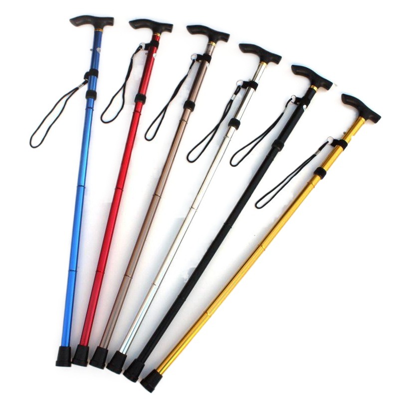 Bastón de escalada de aleación de aluminio Bastón de trekking plegable telescópico Bastón antideslizante Fortalecimiento de la vejez 5 muletas ajustables
