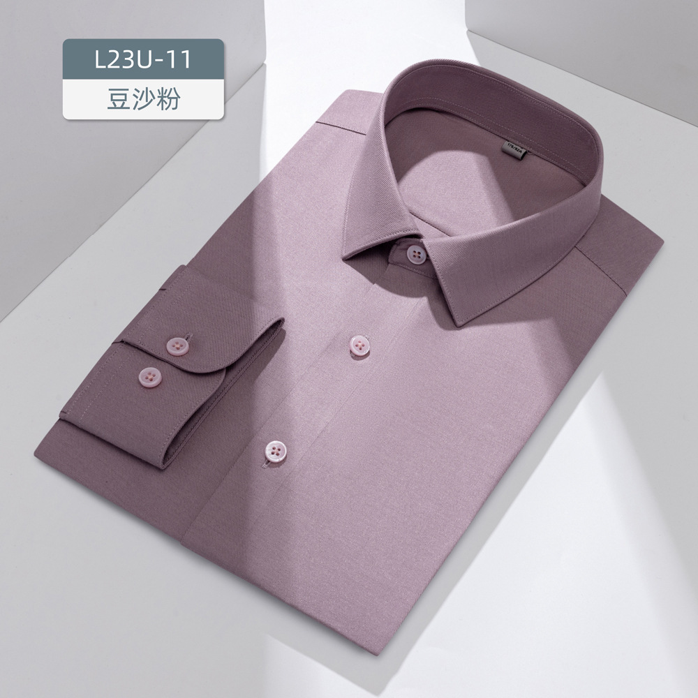 Camisas de lana personalizadas para hombres de mangas largas mezcladas de tiesa de moda de negocios casuales delgadas sin quemar camisa formal para hombres