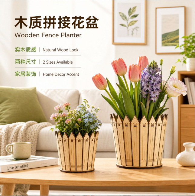 Wooden Spliced Flower Pots, Living Room Flower Pots, Balcony Flower Pots, Can Be Labeled Wooden Spliced Flower Pots, Living Room Flower Pots, Balcony Flower Pots, Can Be Labeled