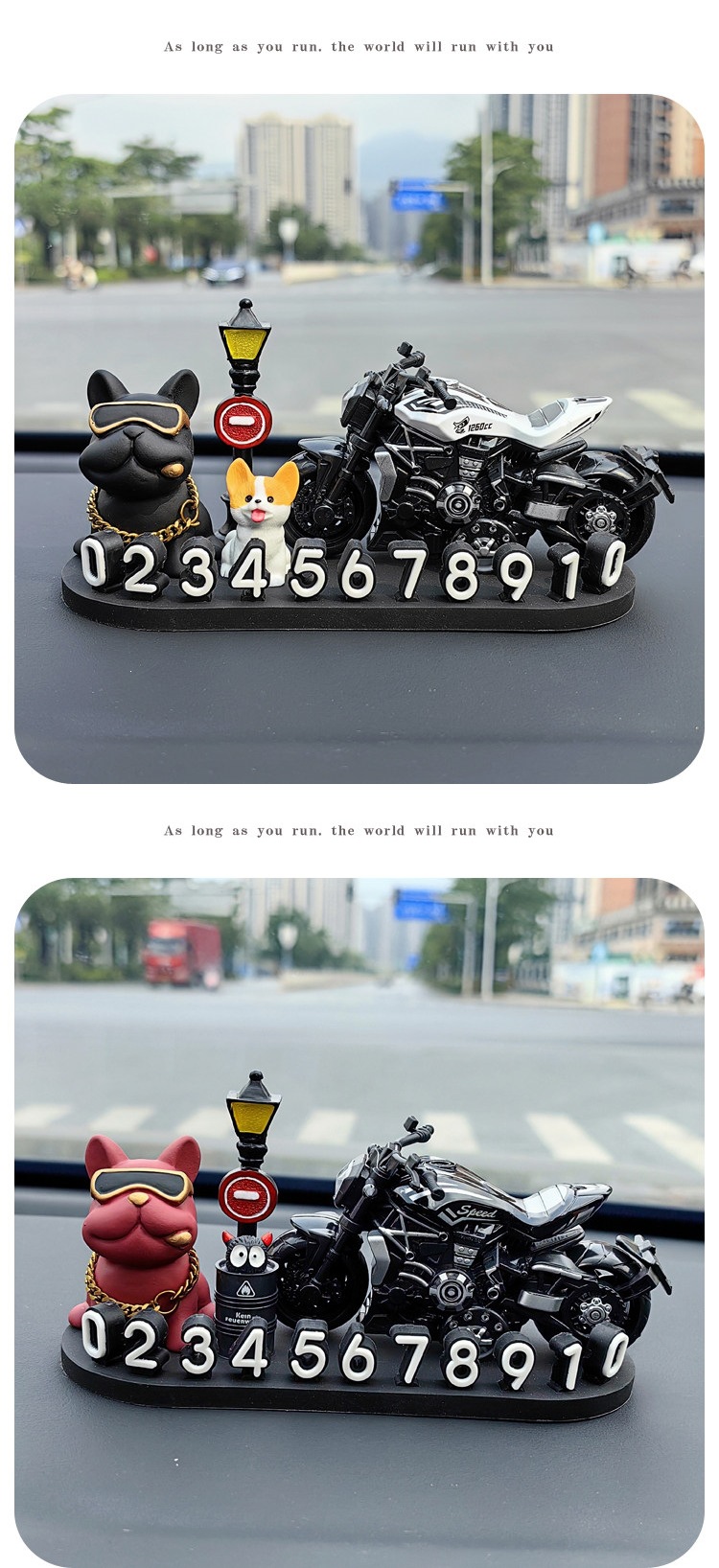 Creative and high-end car temporary parking number plate, 3D car phone number sign, personalized interior decoration accessory