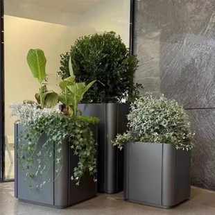 Outdoor Stainless Steel Flower Box Iron Terrace Fence Galvanized Sheet Luminous Courtyard Partition Balcony Flower Trough Removable