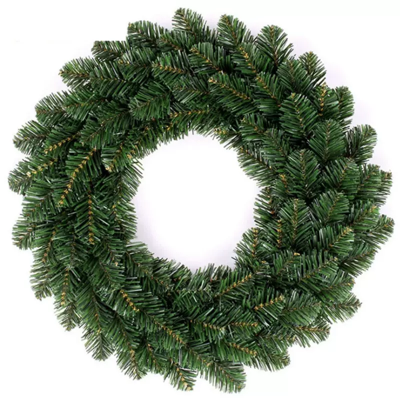 厂家直销圣诞花环pvc尖头裸花圈装饰品门头橱窗挂件批发外贸