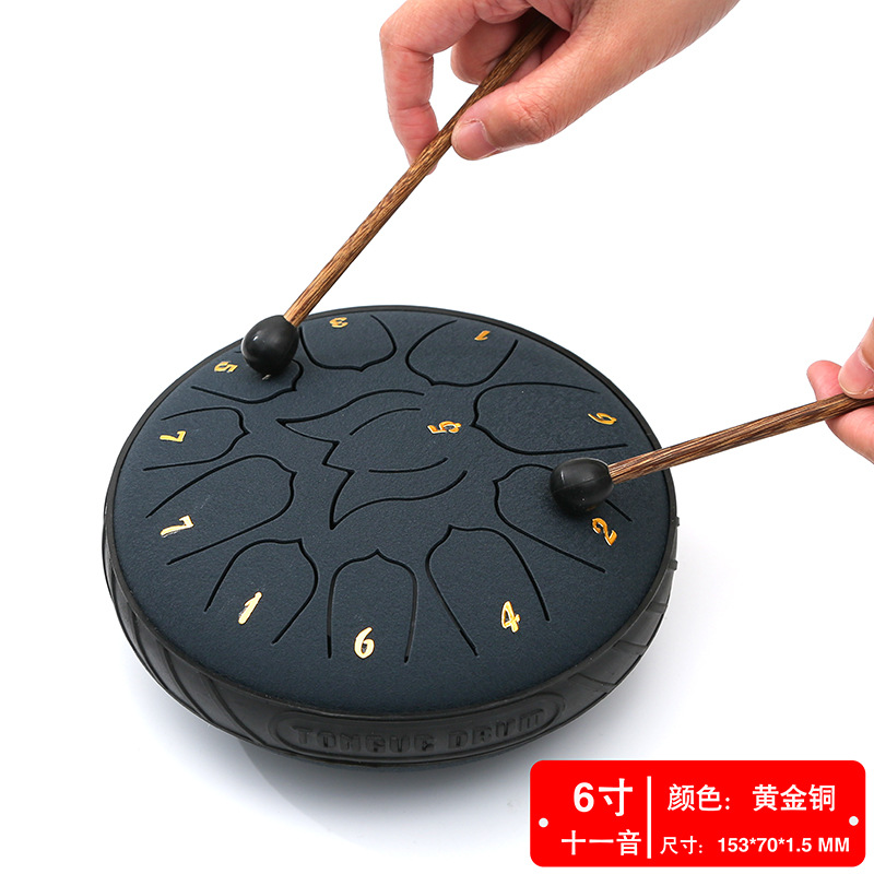 Fabricante fuente de 6 pulgadas 8 tonos 11 tonos instrumentos musicales tambor etéreo color vacío tambor sánscrito olvidar el polvo tambor olvidar la preocupación tambor Lotus