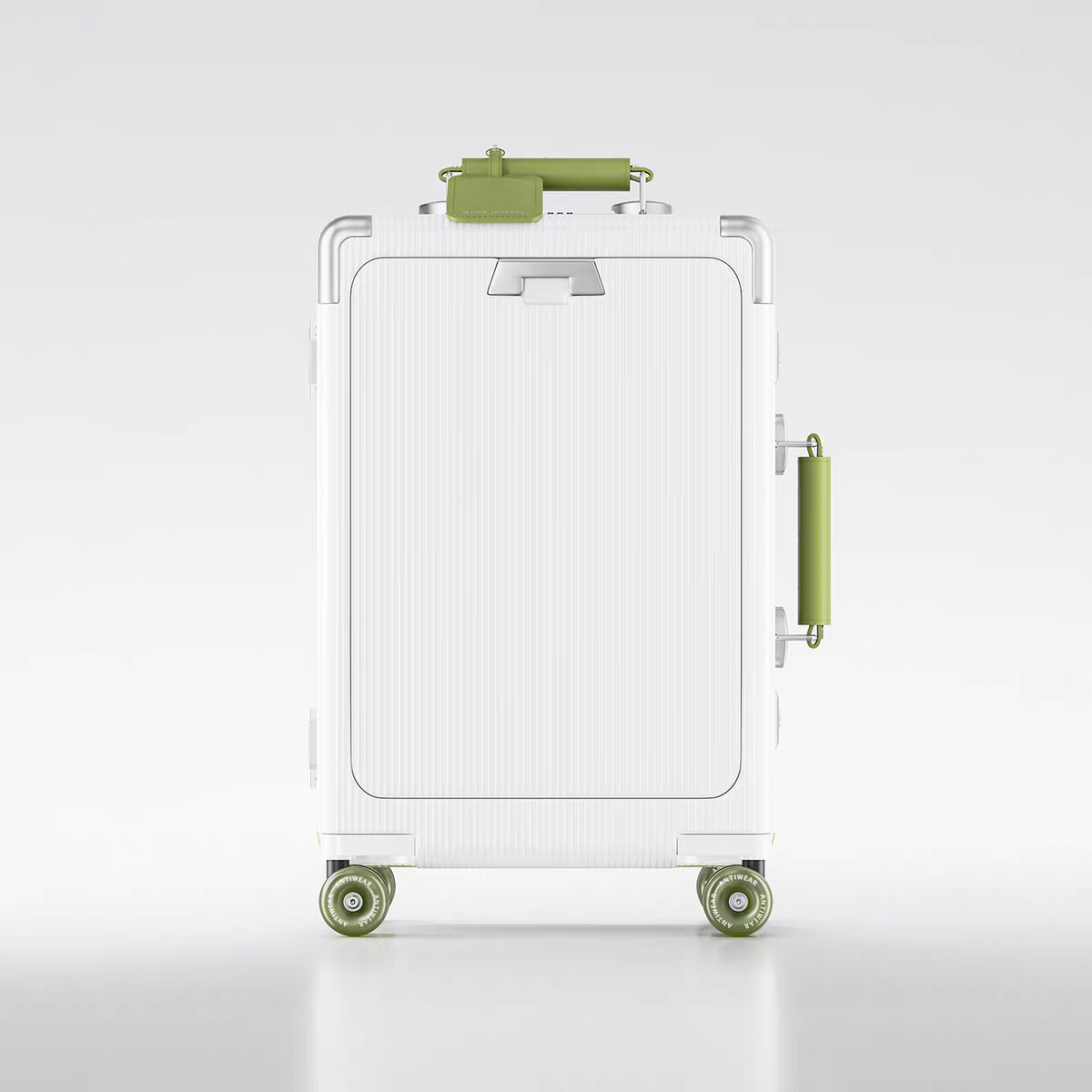 White olive green (front opening computer compartment - usb+typc charging port + infusion skating wheel)