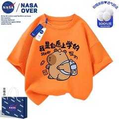 NASA 子供男の子女の子 2025 夏新作 Capibala 半袖 Tシャツ 純綿半袖ファッショントップス