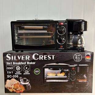 Cross-Border Foreign Trade Spot Delivery Multifunctional Coffee Machine Three-In-One Breakfast Machine Baking Electric Oven Gift Sales