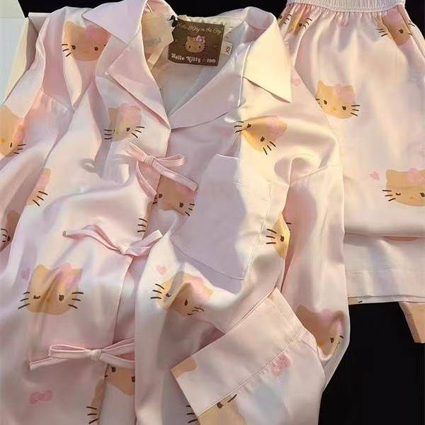 ins甜美可爱睡衣女春秋季长袖长裤套装美少女可外穿家居服两件套|undefined