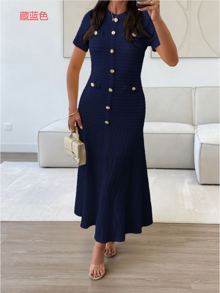 Women's Elegant Short-Sleeve Maxi Dress