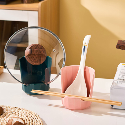 Ceramic pot lid rack kitchen counter multi-functional shelf spoon holder cutting board holder storage rack chopstick pot lid stand