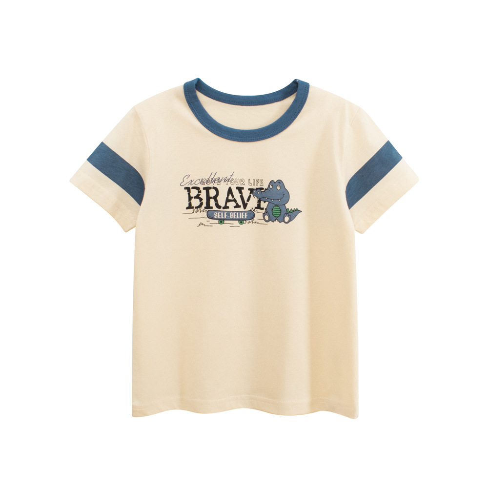 27kids ropa para niños 2025 verano nuevo estilo camiseta de manga corta para niños niños ropa para bebés suministro transfronterizo