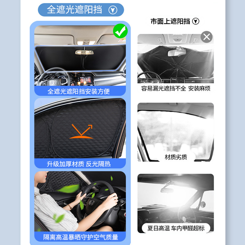 Car Sunshade Curtain with High Light Blocking, Sun Protection, and Heat Insulation, Six-Layer Thickened Side Window Sunshade, Specifically Designed for Car Windows