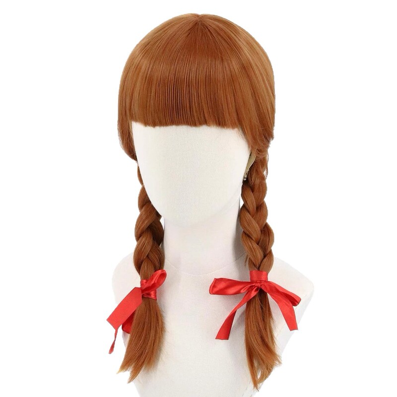 Halloween Annabelle Cosplay Wig Props Braided Hair Bow Wig Halloween Annabelle Cosplay Wig Props Braided Hair Bow Wig