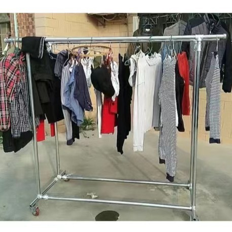 Galvanized steel pipe floor drying rack clothing display rack floor stall clothing store wedding hanger home clothing rack