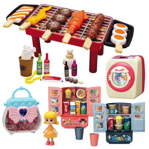 Wholesale supermarket street stall children's fun simulation mini refrigerator kitchen girls toy set play house gift