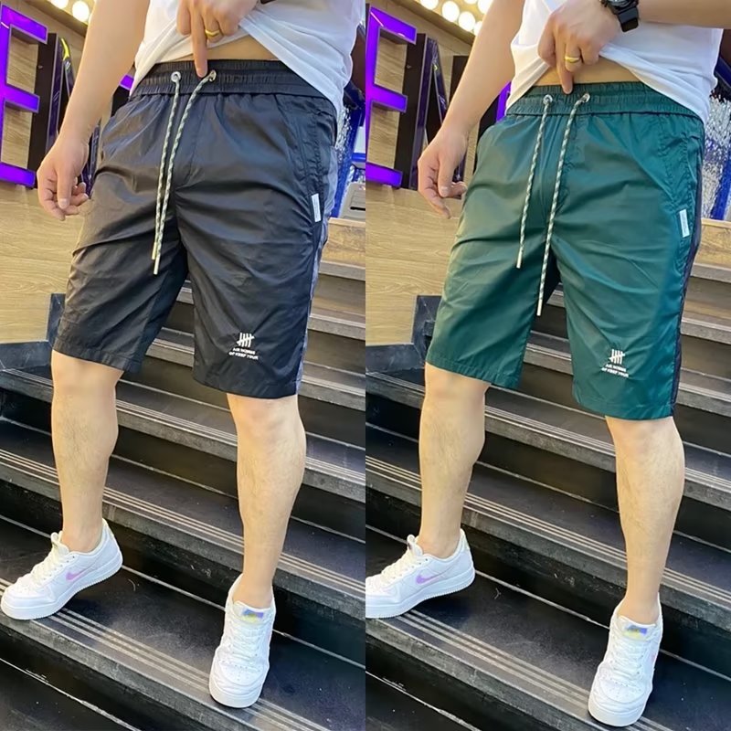 European New Shorts Summer Thin Men's Korean-style Fashionable Color-matching Pants Outer Wear Large Pants Ice Silk Beach Pants