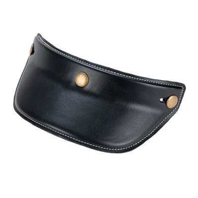 Classic Motorcycle Helmet Brim Retro Style Three-Button Brim Punk Popular Style British Style Brim (Motorcycle Safety Supplies) - black-leather