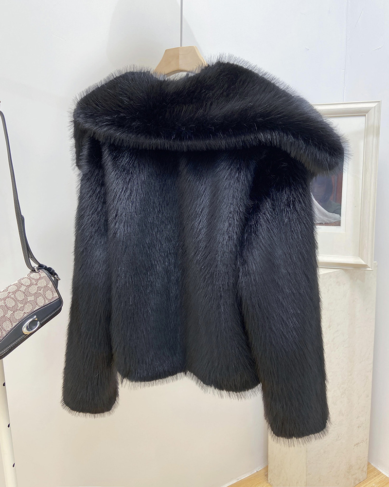 1400g Weight Faux Fur Coat Outerwear Type Long Sleeve Sleeve Length Regular Sleeve Sleeve Type Artificial Fur Fabric Type Regular Top Length Coat Tops Type Holiday, Daily Occasion Turndown Neckline Loose Fit Type Solid Color Pattern Winter, Autumn Season Women's Gender Elegant, Streetwear Style Women's Elegant Streetwear Solid Color Coat Faux Fur Coat 22