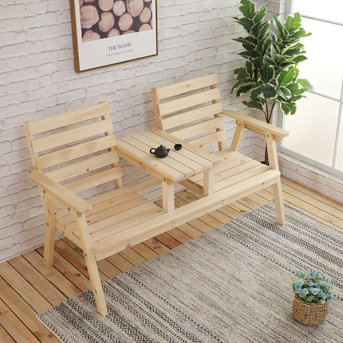 Rotten wood sofa and chair balcony leisure double courtyard garden table and chairs solid wood bench outdoor row chair home outdoor