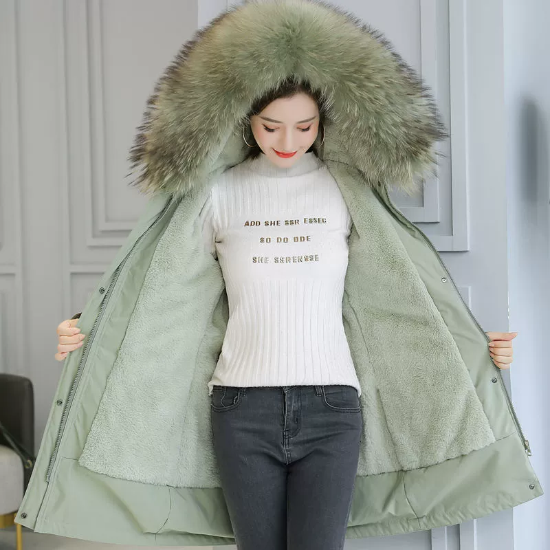 Winter long warm down jacket with down, mid-length