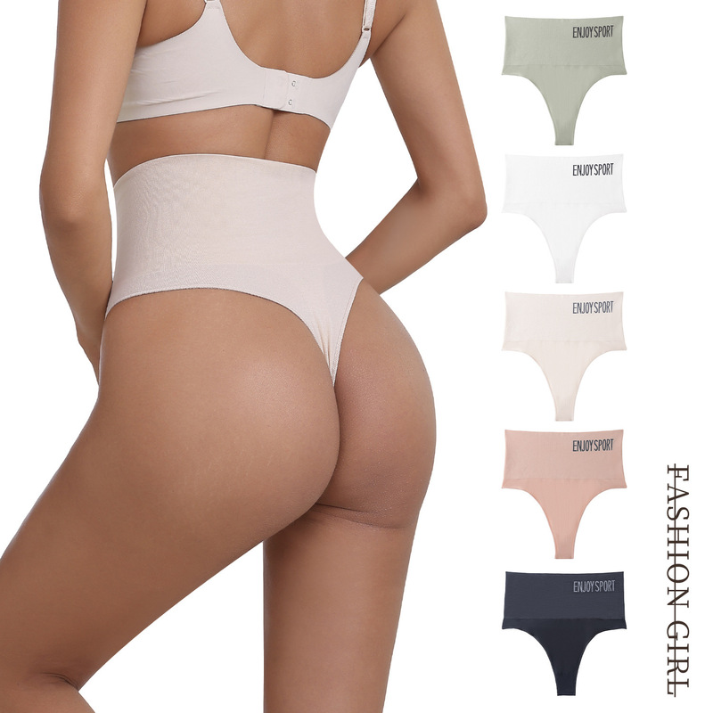 Foreign Trade European and American Style Seamless Sports Fitness Letter Print Plus Size High-Waisted Seamless Triangle Panties Thong Butt-Lifting