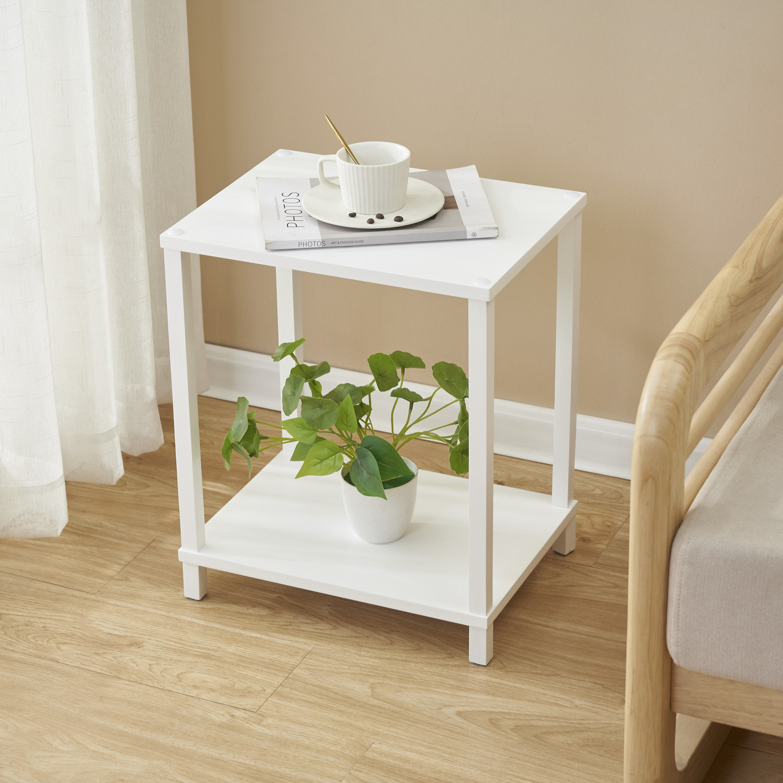 创意边角几可移动木质小型小方桌沙发边柜实木双层小花架床头置物