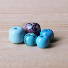 原矿天然绿松石老型珠鼓珠隔珠配件文玩星月手串diy配饰品材料