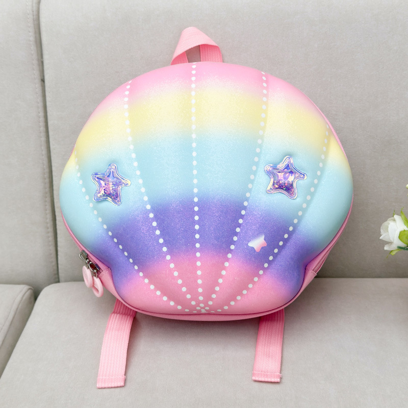 Nueva mochila de ocio para niños conchas arco iris mochila de jardín de infantes ligera impermeable de gran capacidad mochila para hombres y mujeres