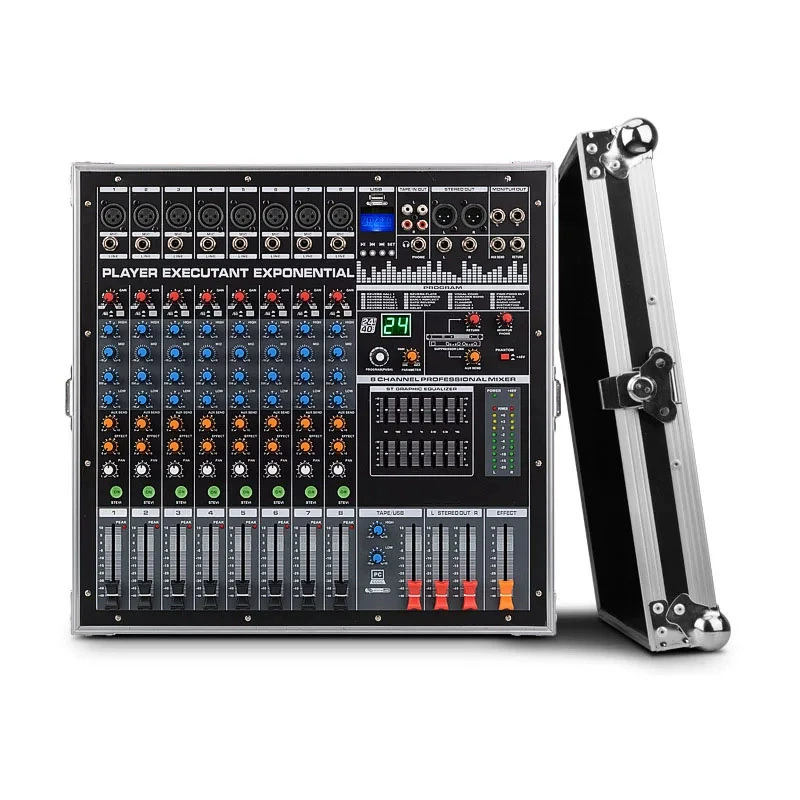 Портативный ревербератор EPM08, 8-канальный ревербератор, усилитель мощности, микшер, гибридное управление, 8-канальный микшерный пульт