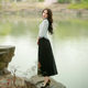 2022 Summer New Bubble Silk Long Improved Cheongsam Two-piece Fresh Girl Cheongsam Dress Set