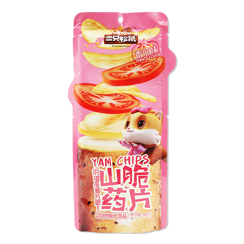 三只松鼠山药脆片60g袋装番茄味香脆休闲膨化零食薯片小吃包邮