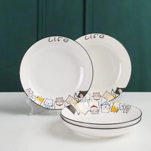 Internet celebrity cute cat plate household ceramic dish plate creative fruit plate snack plate breakfast plate cute style