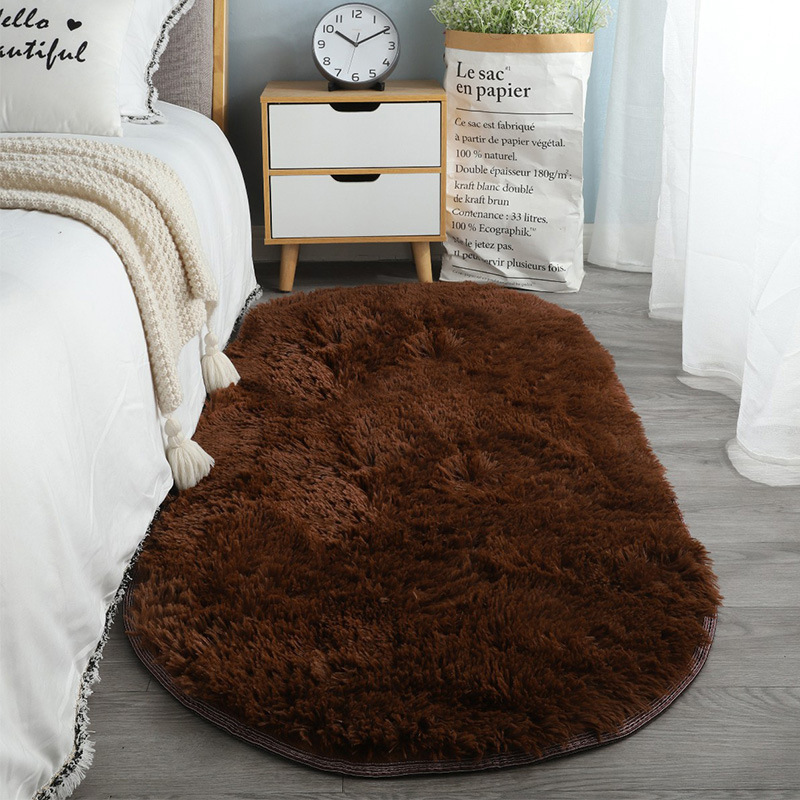 Dopamina transfronteriza alfombra de seda de color sólido dormitorio sala de estar suave engrosado aislamiento oval decoración mantas de cama en stock