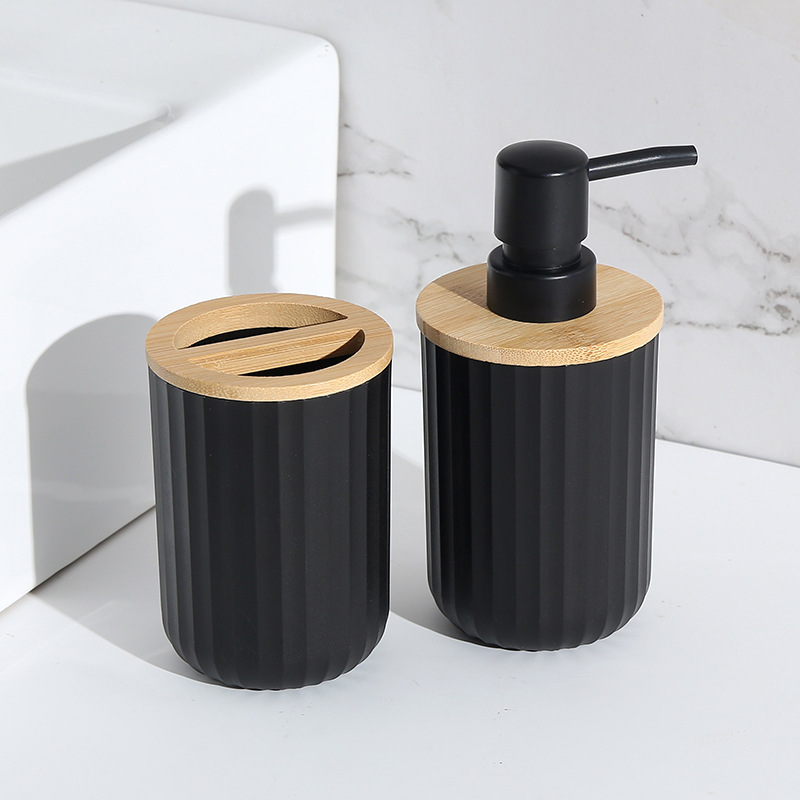 Juego de Accesorios de Baño de 7 Piezas de Plástico con Bambú para Baño image 12