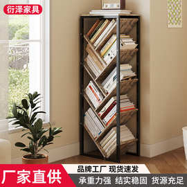 亚马逊热销创意书架客厅拐角展示书架置物架钢木结合简易树形书架