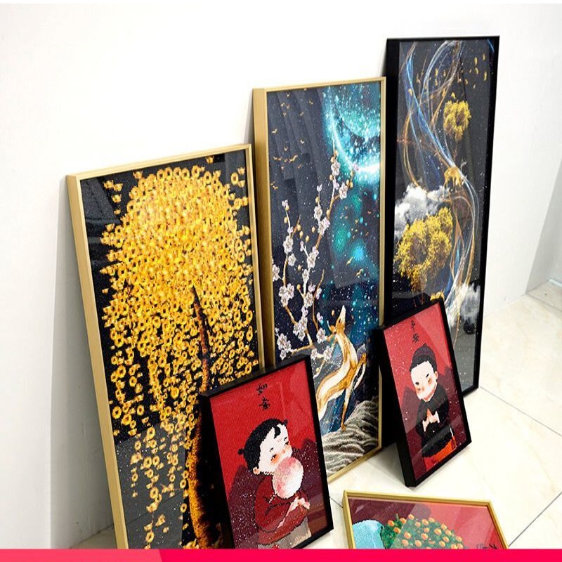 Mounted diamond painting framing frame diamond embroidery frame aluminum alloy frame with glass cross stitch picture frame self-loading
