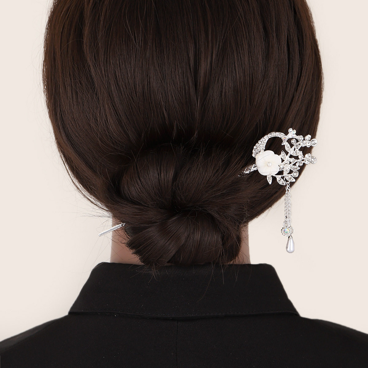 Vintage hoja flor horquilla tocado borla simple estilo antiguo horquilla updo aleación horquilla al por mayor