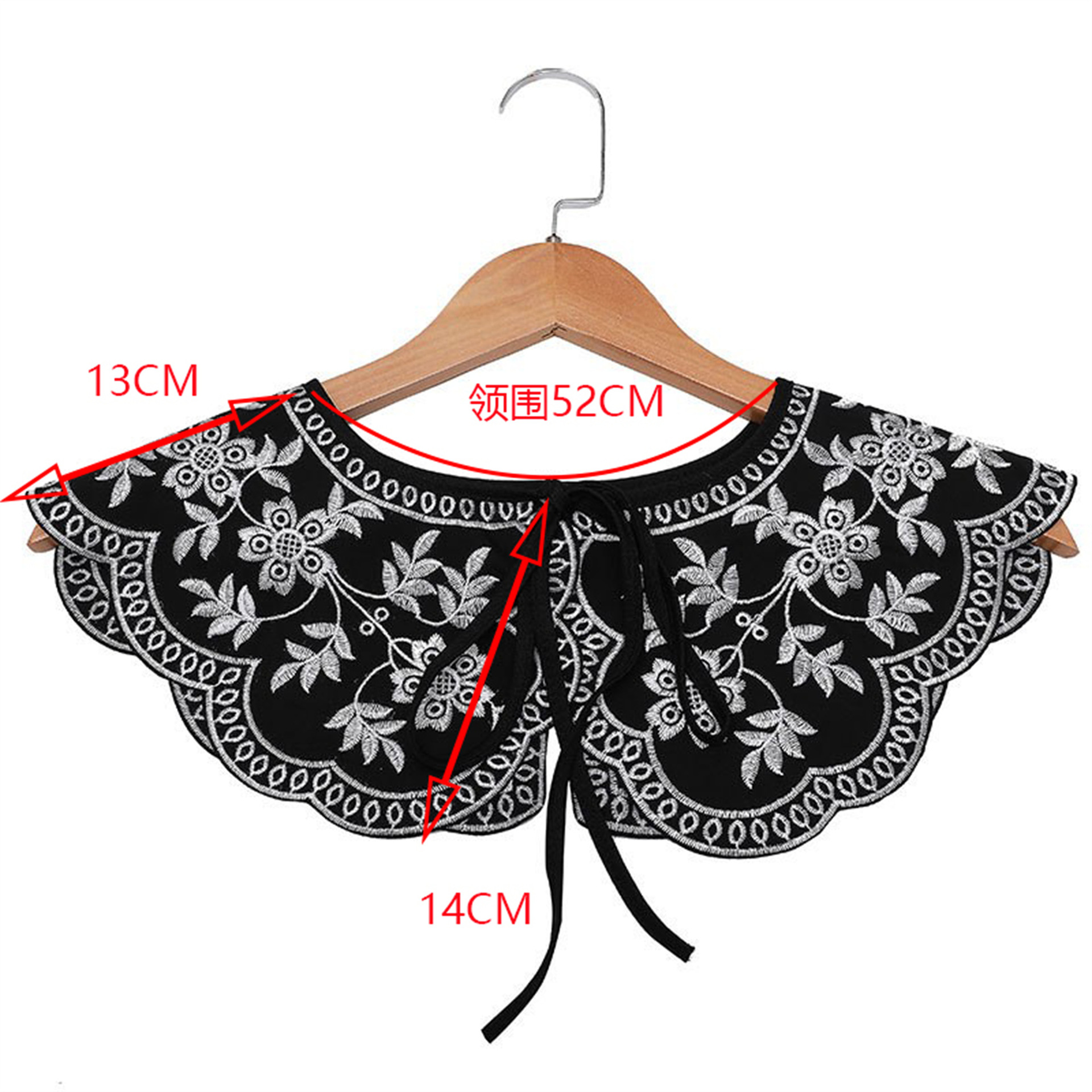 Collar de muñeca bordado negro pequeño chal collar de camisa decoración universal collar con collar grande simple collar falso image 5