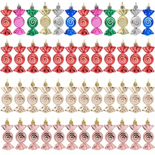 Christmas Decorations Plastic Flat Polka Dot Candy Painted Christmas Tree Pendant Simple and Cute Lollipop Christmas Ball