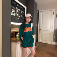 2025休闲运动套装女中学生洋气时尚短袖阔腿裤两件套欧美风格潮流