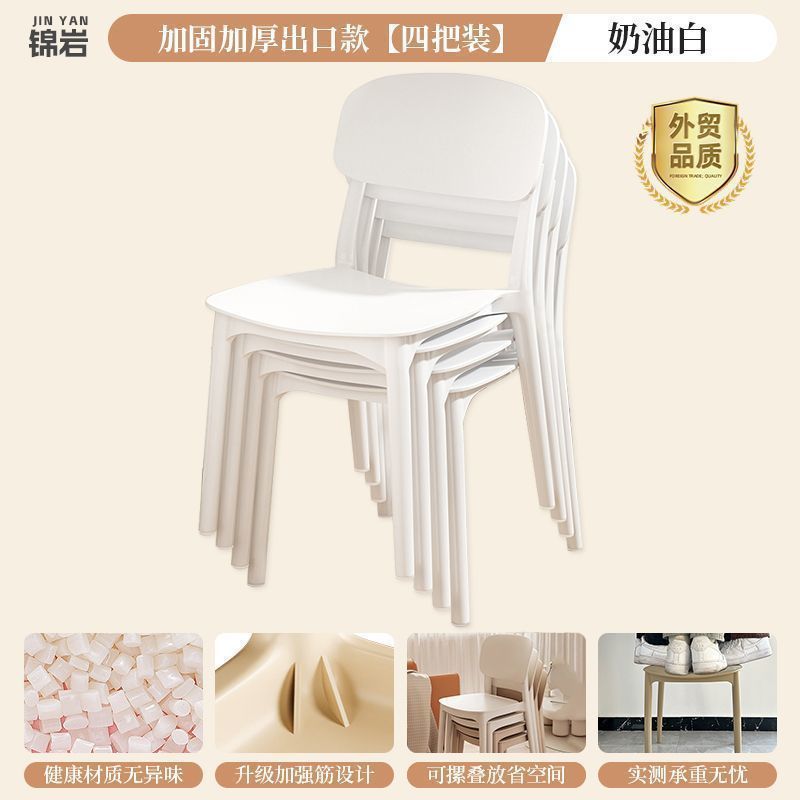 餐椅家用加厚可叠放塑料椅子餐厅餐桌靠背凳子商用靠背椅批发|undefined