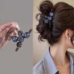 韩国盘发明星抓夹不伤发发量多珍珠水钻发夹简约小香风发饰女