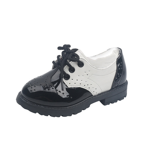 Children's Small Leather Shoes 2025 Spring and Autumn for Boys and Girls Black Lacquered Leather Single Shoes British Style Children's Performance Shoes