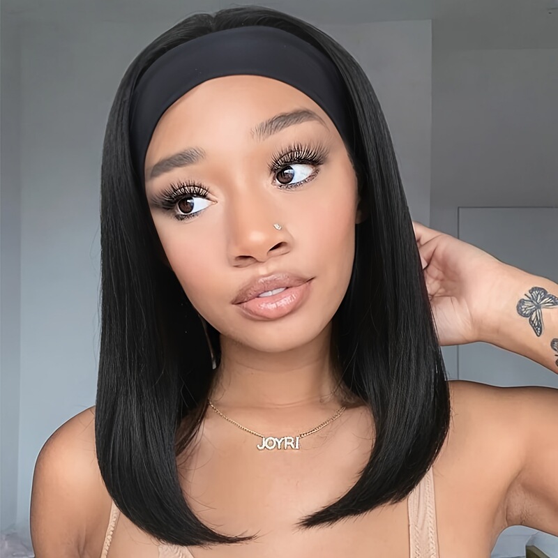 Cross-Border Wig for Women with Medium and Long Hair, Inner Buckle Headband Wig, European and American Fashion, Natural Daily Bob Headband Wig Wholesale